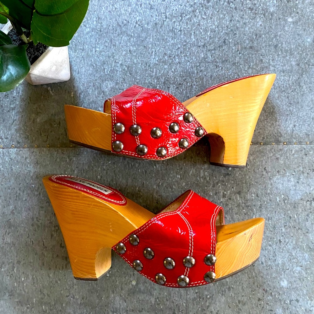 Steve Madden Red Platform Wedges size 7